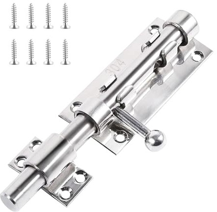 Forhandy 304 Edelstahl Türriegel, Bolzenriegel Verdickte Riegelschloss 14 mm Dick Türriegel Außen mit Vorhängeschloss Loch, Tür Riegel für Haus Hof Garten Tor Zaun (16cm)