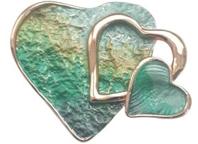 lordies Brosche Magnetbrosche Schal Bekleidung Herz & Liebe Grün - Gold