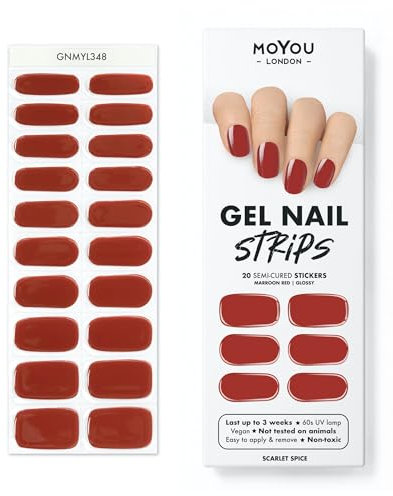 MOYOU LONDON Halbgehärtete UV Gel Strips - 20 Stück - Gel-Nagelfolien UV Härtend für Maniküre in Salonqualität