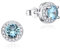 Dada Gioielli - Kleine Kreis-Ohrstecker mit einem funkelnden Solitär aus 925er Silber umrahmt mit Brillanten-Zirkonia -Kristallweiß, Saphirblau, Rubinrot, Aquamarinblau, Smaragdgrün,
