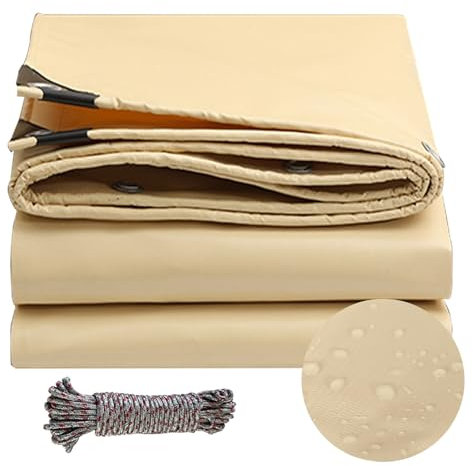 Bâche de Protection Bâche Imperméable Étanche 4 x 5 m Imperméable Résistante Aux Déchirures UV Intempéries Bâche Étanche Couverture de Protection pour Serre Jardin Pergola Piscine, Beige