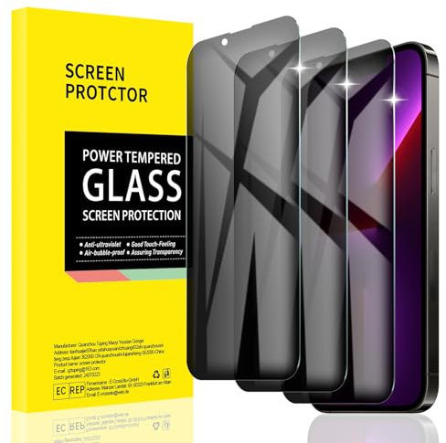 AKLPP [3 Pack] Privacy Screen Protector for iPhone 13 Pro Max/iPhone 14 Plus, Anti-Spy Tempered Glass Film Accessories, Private Protection, Anti-Scratch, Case-Friendly, Bubble Free, 9H Hardness