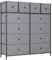 Clevich Stoff-Kommode, Schminktisch Schrank, Aufbewahrungsschrank, 12 Schubladen aus Stoff, Metallrahmen, industrieller Stil, für Wohnzimmer, Flur, Schlafzimmer (Dunkelgrau)
