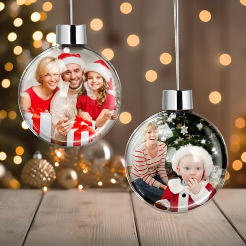 Personalised Christmas Bauble, Double-Sided Photo Baubles 2025 Custom Christmas Tree Decorations Hanging Ornaments Family Decorations Xmas Bauble Gifts for Family Mom Dad Pets Kids Friends