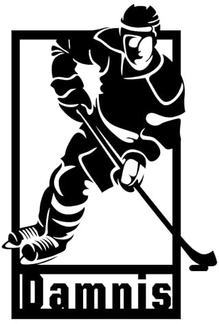 Personalisiert Wandtattoo Eishockey mit Name und Nummer Wandaufkleber Wandsticker für Kinderzimmer Wohnzimmer Schlafzimmer Wanddeko,Geschenk für Kinder Junge Teenager Männer