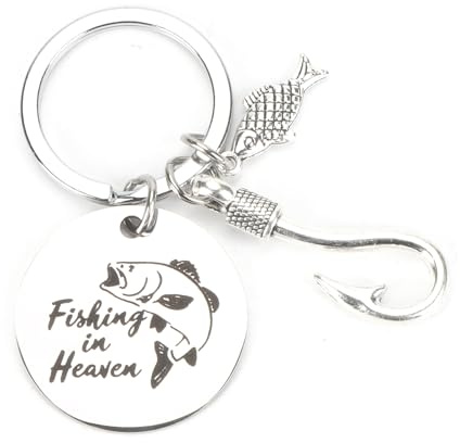 Tranbath Fishing Keychain with Fish and Hook Charm, Gone Fishing Tag, Gifts for Women, Travel, Friend, Teacher, Inspirational Presents, Girlfriend and Boyfriend Birthday (Fishing4)
