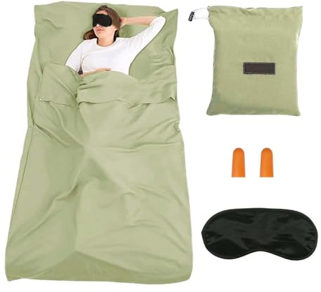 ZHYUAN Sacco a pelo ultra leggero, sacco a pelo da viaggio, ultraleggero, con maschera per gli occhi e tappi per le orecchie, sacco a pelo da viaggio, per estate, viaggio con zaino, hotel e capanna