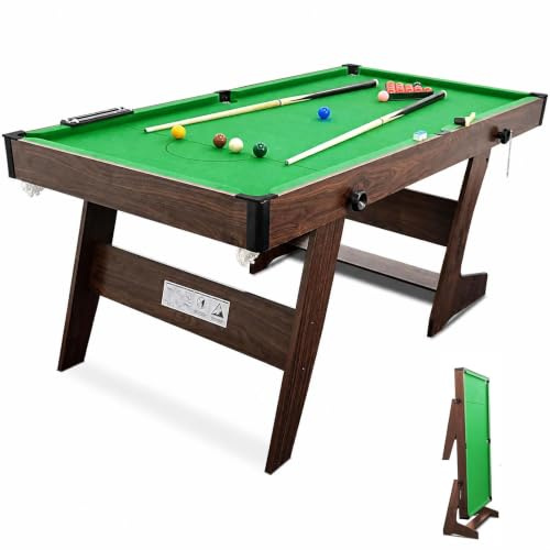HLC Folding Snooker Table Pool Table Set Steady Space Saving Billiards Table with All accessories, Great for Kids and Adults