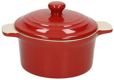 Brandani casseruola pentole in ceramica con coperchio rosso 21 x 18,5 x 12 cm