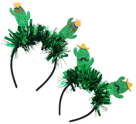 Kaktus Kopfschmuck Paar Haarreifen 2 Stück Grün Cosplay Haarreif | Performance Haarband mit Hoher Elastizität, Faser Filz, Foto Requisiten für Cosplay und Paarauftritt