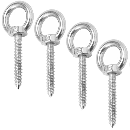 4 Stk Ösenschraube edelstahl M10, Deckenhaken Schwerlast, Ösenschrauben, Ringschraube m10, Schraubösen, für Hängemattenständer, Schaukelstuhl, Yoga, schwere Anwendungen im Innen- und Außenbereich