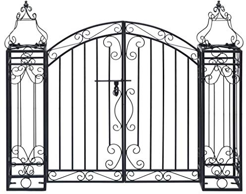 Arche de jardin avec portail décoratif en fer forgé 122 x 20,5 x 100 cm