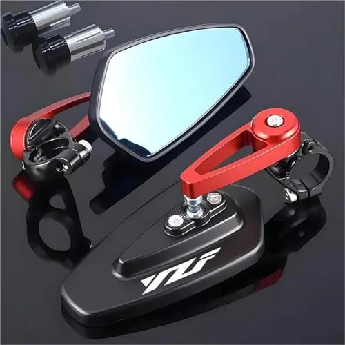 Beobachtungsspiegel Motorrad Rückspiegel Seite Spiegel Für Yamaha YZF R1 R3 R6 R25 R125 R1M Lenker Ende Montage Hilfs Parkplatz Spiegel(ROT)