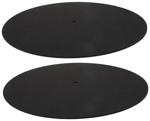 Filz Plattenspielermatte Schwarz 2 Stück für Turntable und Grammophon | 12 Zoll 10 Zoll 7 Zoll, Geräuschreduzierung als Ersatzmatte, Feine Ausführung