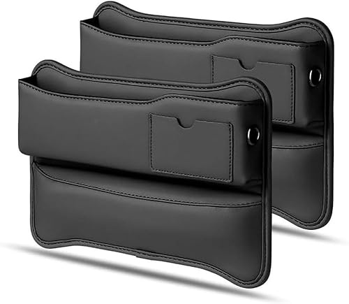 Car Seat Gap Filler Organizer for Audi Q3 Sportback 2019-2023, PU Leather Front Seat Storage Box Console Side Pocket Phones Keys Cards Organiser,B/Black