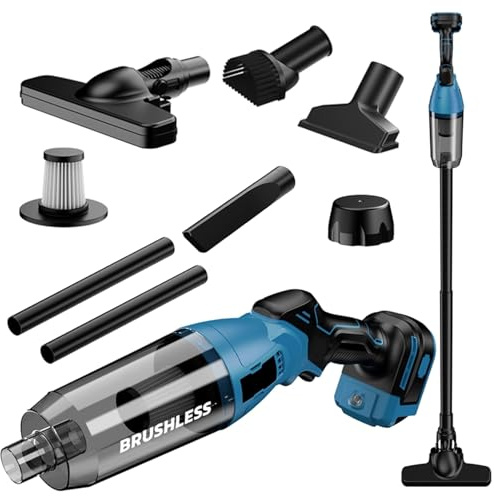 JIMACRO Kabellos Akku Handstaubsauge, Tragbar Staubsauger mit 4 Multifunktionsdüsen & LED-Licht, 2-in-1 Tragbarer Handstaubsauger Staubsauger Kompatibel mit Makita 18V Batterie für Teppiche Hartböden