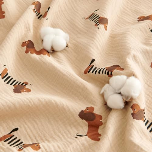 Lanqinglv Musselin Kuscheldecke 130x200cm Baumwolle Decke Dackel Babydecke | 4-Lagig Musselin Sommerdecke Tagesdecke Oeko-Tex zertifizierte,Wohn- & Kuscheldecke für Couch und Sofa,Bett-Überwurf