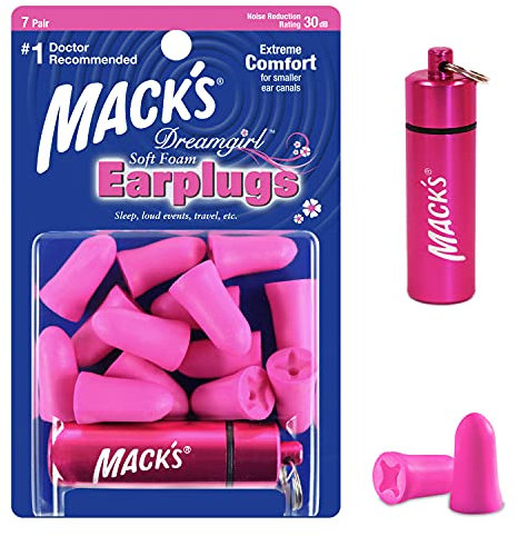 Macks Dreamgirl Soft Foam Earplugs 7 Pair With Free Case