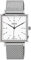 Dugena Herren-Armbanduhr 7090142 Dessau Carrée, Quarz, weißes Zifferblatt, Edelstahlgehäuse, Saphirglas, Edelstahlarmband, Schiebeverschluss, 5 bar