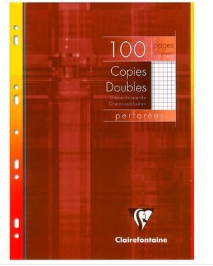 1 Paquet de 100 copies doubles A4 perforées petits carreaux avec marge