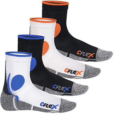 CFLEX Damen und Herren Running Funktions-Socken (4 Paar) Laufsocken - 'All Colours' 35-38