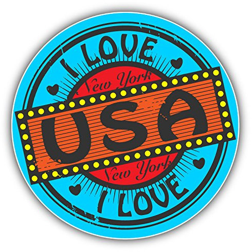 I Love USA New York City Travel Hochwertigen Auto-Autoaufkleber 12 x 12 cm