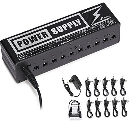 Donner DP-2 Fuente de Alimentación para Pedal de Efectos para Guitarra Portable, con Adaptador y Cables de Alimentación, Versión Avanzada