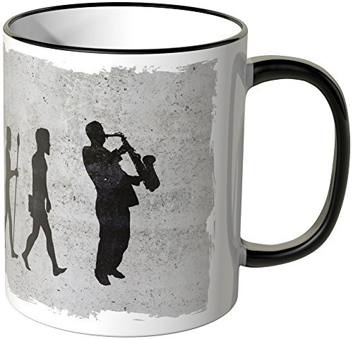 JUNIWORDS Tasse - Evolution Saxophon - Keramik - Schwarz - 0,3 l