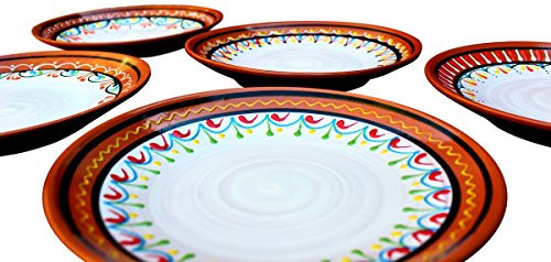 Terracota blanco pequeños platos llanos Set de 5 (tamaño europeo) – pintada a mano de España