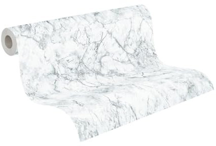 A.S. Création Papier Peint Marbre Elements Papier peint intissé 10.05 m x 0.53 m Blanc Gris Fabriqué en Allemagne 361572 36157-2