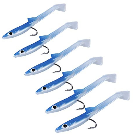 Sunlera 6pcs / Set morbide Mare Anguilla Esche 80 Millimetri / 2.3g False Esca per la Pesca Paddle Tail cicerello Artificiali Esche