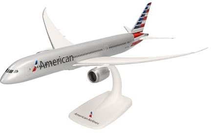 Herpa Snap-fit airplane model American Airlines Boeing 787-9 Dreamliner on scale of 1:200, plastic miniature with pedastal, model building, collectors edition