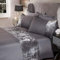 Sienna King Size Duvet Cover Set, Ultra Soft Warm Luxurious Crushed Velvet Band Design Stylish Silver Grey Quilt King Size Duvet Set with Matching Pillowcases