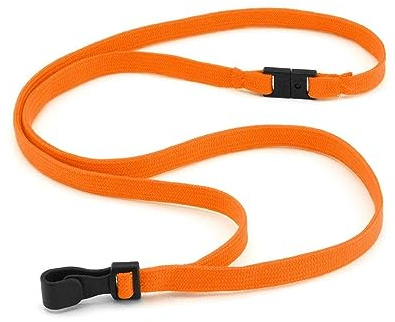 Lot de 50 Orange Cordons Tour de Cou Breakaway Anti-étouffement Courroie de Cou - Gâchette Pivotant Plastique J Clip Tubulaire Lanyards Porte Carte Badge pour Bureau, École D'identification Lanière