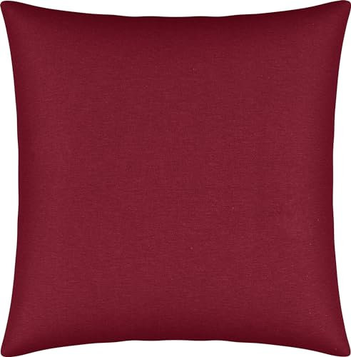 Erwin Müller Kuschelkissenbezug, Kissenhülle Single-Jersey Murnau - weinrot Größe 40x40 cm - bügelfrei, strapazierstark, elastisch, mit Reißverschluss
