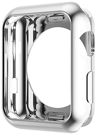 Leotop Kompatibel mit Apple Watch Hülle 40mm 44mm, Weiche TPU Plated Case Gehäuse Schutzfolie Schlankes Displayschutz Stoßstange Rundherum Abdeckung für iWatch Series 6 5 4 SE (40mm, Silber)