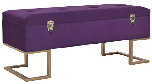 vidaXL Bank mit Staufach Sitzbank Flurbank Polsterbank Sitztruhe Truhenbank Truhe Bettbank Aufbewahrungsbank Schlafzimmer 105x40x44cm Lila Samt