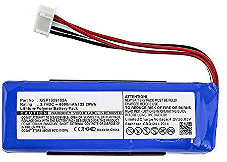 3.7V 6000mAh GSP1029102A Batteriewechsel Kompatibel mit JBL Charge 3 2016 Wasserdichter Bluetooth-Lautsprecher