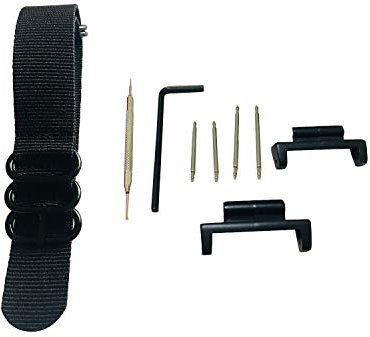 Richie strap 22 mm 5-Ring-Nylon-Uhrenarmband-Metall-Adapter-Set für Casio GShock GG-1000, GSG-100, GWG-100, GWG100, GSG100, Schwarz , Armband