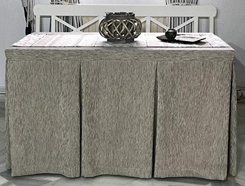 INUSUAL Falda Rectangular de Tela o Ropa de Camilla Valeria en Chenilla 120x70x72 y a Medida (Vison Trenzado)