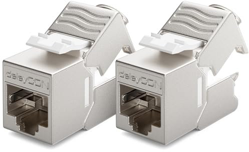 deleyCON 2x Mini Keystone CAT 6a Jack Module Version Courte 30 mm (3cm) 10 Gbit/s Blindé STP Prise RJ45 Compatible CAT7 CAT6 CAT6a Câble Réseau Boîte Panneau de Brassage