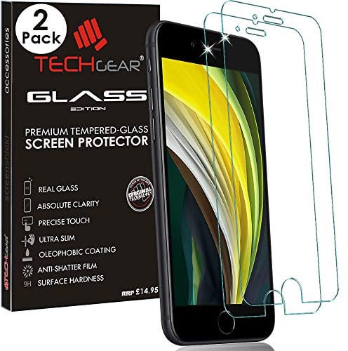 TECHGEAR [2 Pack GLASS Edition for iPhone SE 5G 2022 / iPhone SE 2020 4.7 Tempered Glass Screen Protector Cover [2.5D Round Edge] [9H Hardness] [Crystal Clarity] [Scratch-Resistant] [No-Bubble]