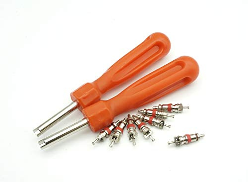 Felgenfactory 2X estrattori/inseritori per valvole + 8X inserti per valvola, chiave per valvole, cacciavite di riparazione