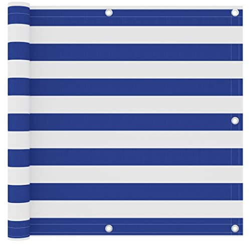 vidaXL Balkon Sichtschutz Bespannung Terrasse Windschutz Sonnenschutz Balkonbespannung Balkonverkleidung Weiß Blau 90x400cm Oxford-Gewebe