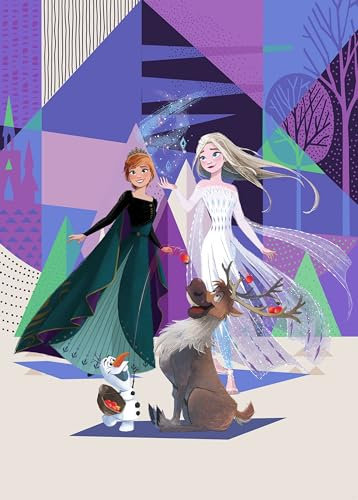 Komar Disney Vlies Fototapete - Frozen Abstract Arendelle - Größe: 200 x 280 cm (Breite x Höhe) - Eiskönigin, Anna, Elsa, Mädchen,Kinderzimmer, Tapete - IADX4-059