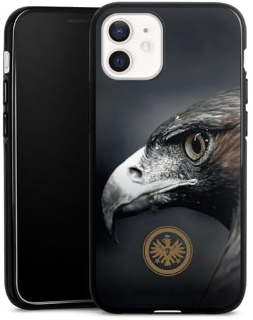 Silikon Hülle kompatibel mit Apple iPhone 12 mini Case schwarz Handyhülle Eintracht Frankfurt Offizielles Lizenzprodukt Adler