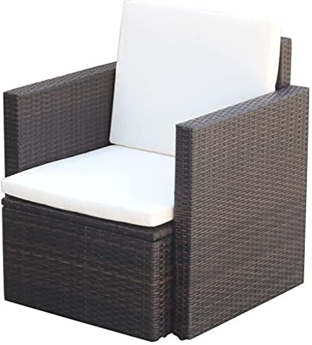 Susany Gartensessel Relaxsessel Modern Design Lounge Sessel Poly Rattan 65 x 65 x73 cm Braun/Schwarz