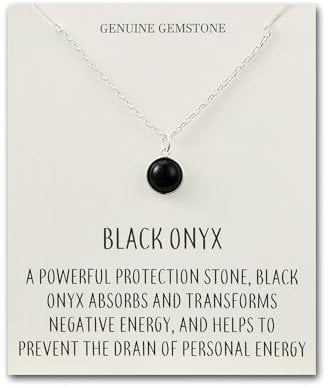 Philip Jones Schwarze Onyx-Halskette mit Angebotskarte
