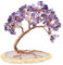 Nupuyai 7.6cm Améthyste Naturelle Arbre d'argent sur Base de Tranches d'agate, Arbre de Vie Reiki Feng Shui Cristal Cadeau de Mariage et Décor de Bureau à Domicile pour la Bonne Chance