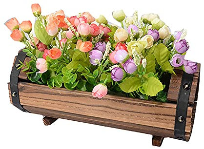 WLICWEI Jardinière en Bois de Ferme, Pots de Fleurs rustiques en Bois, Pots de Plantes décoratifs, Lits pour Plantes, Herbes, Utilisation intérieure et extérieure, Grande 32x12,5x14cm (13x5x6inch)
